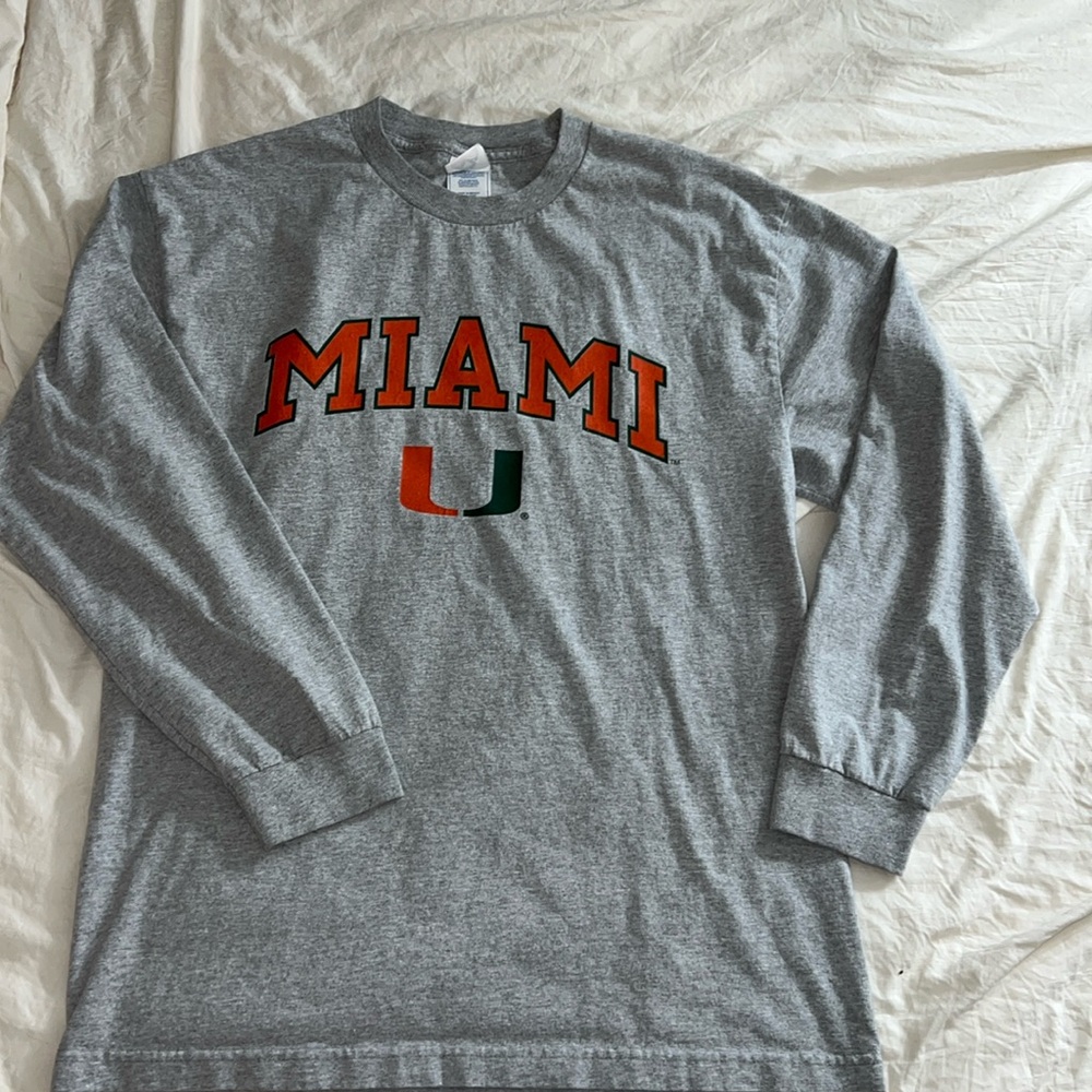 University of Miami Heathered Grey Long Sleeve T-Shirt - Picture 2 of 4
